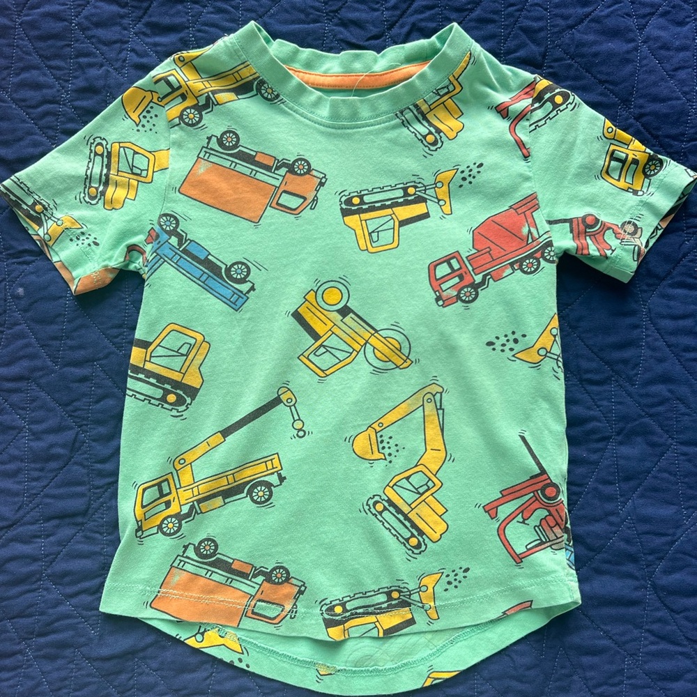 Tilt 4T Kids' Green Construction Vehicle T-Shirt